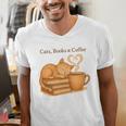 Cats Books And Coffee Heart Cozy Cat Lover Bookworm Readers Men's V-Neck T-Shirt Cats Books And Coffee Heart Cozy Cat Lover Bookworm Readers Men's V-Neck T-Shirt