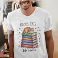 Cats Books Lover Men Women Men's V-Neck T-Shirt