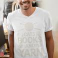 Cats Books And Yarn Crocheter Crocheting Men's V-Neck T-Shirt Cats Books And Yarn Crocheter Crocheting Men's V-Neck T-Shirt