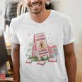Caution Slippery When Reading Book Reader Men's V-Neck T-Shirt