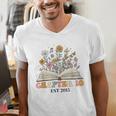 Chapter 10 Years Old 10th Birthday Wildflower Book Lover Men's V-Neck T-Shirt Chapter 10 Years Old 10th Birthday Wildflower Book Lover Men's V-Neck T-Shirt