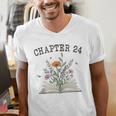 Chapter 24 Book Lovers & Readers 24th Birthday Wildflowers Men's V-Neck T-Shirt