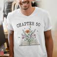 Chapter 50 Book Lovers & Readers 50th Birthday Wildflowers Men's V-Neck T-Shirt