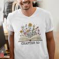 Chapter 60 60th Birthday Floral Open Book With Flowers Men's V-Neck T-Shirt