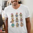 Christmas Library Gingerbread Man Books Lover Bookworm Men's V-Neck T-Shirt