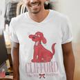 Clifford The Big Red Dog Pink Text With Bow Illustrated Book Men's V-Neck T-Shirt Clifford The Big Red Dog Pink Text With Bow Illustrated Book Men's V-Neck T-Shirt