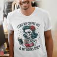 I Like My Coffee ICY & My Books Spicy For Book Lovers Men's V-Neck T-Shirt