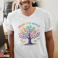 Color Our World Summer Reading Program 2025 Trippy Book Tree Men's V-Neck T-Shirt
