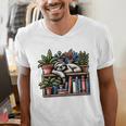 Cosy Sloth In Bookshelf With Plants Men's V-Neck T-Shirt Cosy Sloth In Bookshelf With Plants Men's V-Neck T-Shirt