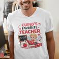 Cupid's Favorite Math Teacher Valentine Reading Book Women Men's V-Neck T-Shirt Cupid's Favorite Math Teacher Valentine Reading Book Women Men's V-Neck T-Shirt