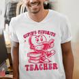 Cupid's Favorite Teacher Valentines Day Heart Book Lover Men's V-Neck T-Shirt