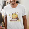 Cute Bee Reading Book Teacher Student Reader Graphic For Men Women Kids Men's V-Neck T-Shirt