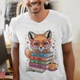 Cute Fox Read More Be Kind Stay Weird Reader Geek Book Lover Men's V-Neck T-Shirt