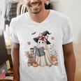 Cute Ghost Reading Book Librarian Book Lover Men's V-Neck T-Shirt Cute Ghost Reading Book Librarian Book Lover Men's V-Neck T-Shirt