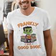 Cute Halloween Teacher Librarian Frankenstein Reading Books Men's V-Neck T-Shirt Cute Halloween Teacher Librarian Frankenstein Reading Books Men's V-Neck T-Shirt