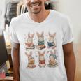 Cute Teacher Bunny Rabbit Reading Easter Bunnies Book Lovers Men's V-Neck T-Shirt Cute Teacher Bunny Rabbit Reading Easter Bunnies Book Lovers Men's V-Neck T-Shirt