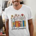 Cute Wildflower Book School Counseling Life School Counselor Men's V-Neck T-Shirt Cute Wildflower Book School Counseling Life School Counselor Men's V-Neck T-Shirt