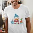 Cute Winter Cozy Snowman Reading Book Lovers Xmas Snowman Men's V-Neck T-Shirt Cute Winter Cozy Snowman Reading Book Lovers Xmas Snowman Men's V-Neck T-Shirt