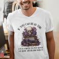 Dark Romance Merch I Put Down My Book Lover Spicy Skeleton Men's V-Neck T-Shirt
