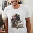 Dog Book Flower Men's V-Neck T-Shirt Dog Book Flower Men's V-Neck T-Shirt