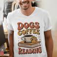 Dogs Coffee Reading Book Lover Men's V-Neck T-Shirt Dogs Coffee Reading Book Lover Men's V-Neck T-Shirt