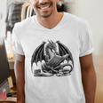 Dragon Reading Book Bookworm Books Dragon Learning Men's V-Neck T-Shirt