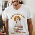 Easily Distracted By Beagles And Books Beagle Dog Men's V-Neck T-Shirt Easily Distracted By Beagles And Books Beagle Dog Men's V-Neck T-Shirt