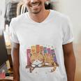 Easily Distracted By Cats And Books Cute Cat Sleeping Girls Men's V-Neck T-Shirt Easily Distracted By Cats And Books Cute Cat Sleeping Girls Men's V-Neck T-Shirt