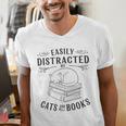 Easily Distracted By Cats And Books For Women Men's V-Neck T-Shirt