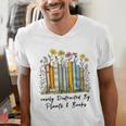 Easily Distracted By Plants And Books Bookworm Gardening Men's V-Neck T-Shirt Easily Distracted By Plants And Books Bookworm Gardening Men's V-Neck T-Shirt