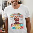 Education Is Freedom Afro Books Men's V-Neck T-Shirt Education Is Freedom Afro Books Men's V-Neck T-Shirt