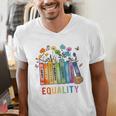 Equal Rights Book Flower Equality Peace Love Kindness Book Men's V-Neck T-Shirt Equal Rights Book Flower Equality Peace Love Kindness Book Men's V-Neck T-Shirt