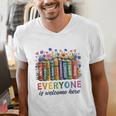 Everyone Is Welcome Here Floral Book LGBT Pride Equality Men's V-Neck T-Shirt Everyone Is Welcome Here Floral Book LGBT Pride Equality Men's V-Neck T-Shirt