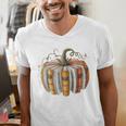 Fall Book Pumpkin Fall Librarians Bookworm Teachers Students Men's V-Neck T-Shirt