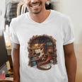 Fantasy Dragon Reading Book Lover Men's V-Neck T-Shirt Fantasy Dragon Reading Book Lover Men's V-Neck T-Shirt