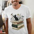 Fantasy Drama Tragedy Cat Book Lover Reading Humor Men's V-Neck T-Shirt Fantasy Drama Tragedy Cat Book Lover Reading Humor Men's V-Neck T-Shirt