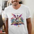 In My Fantasy Era Magic Dragon Book Men's V-Neck T-Shirt In My Fantasy Era Magic Dragon Book Men's V-Neck T-Shirt