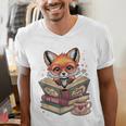 Fox Read Books Be Kind Stay Weird Reader Cute Nerd Bookworm Men's V-Neck T-Shirt