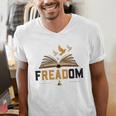 Freadom Anti Banned Books Lovers Reading Librarian Bookworm Men's V-Neck T-Shirt