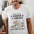 Gardening & Library Lover Books Reading Plants Cute Men's V-Neck T-Shirt