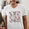 Ghost Book Reading Christmas Books Lover Teacher Kids Men's V-Neck T-Shirt