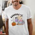 Ghost Reading Halloween Women Teacher Book Lover Men's V-Neck T-Shirt Ghost Reading Halloween Women Teacher Book Lover Men's V-Neck T-Shirt