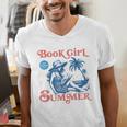 Girl Reading Book Summer Beach Vacation For Book Lover Men's V-Neck T-Shirt