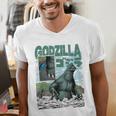 Godzilla Ocean Scene Comic Book Illustration Movie Monster Men's V-Neck T-Shirt