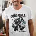 Good Girls Read Spicy Skeleton Book Club Men's V-Neck T-Shirt Good Girls Read Spicy Skeleton Book Club Men's V-Neck T-Shirt
