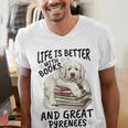 Great Pyrenees Dog Breed Life Is Better With Books And Great Men's V-Neck T-Shirt Great Pyrenees Dog Breed Life Is Better With Books And Great Men's V-Neck T-Shirt