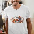 Halloween Book Lover Ghost Witch Books & Pumpkins Men's V-Neck T-Shirt