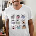 Halloween Ghosts Reading Books Pattern Spooky Kawaii Anime Men's V-Neck T-Shirt Halloween Ghosts Reading Books Pattern Spooky Kawaii Anime Men's V-Neck T-Shirt