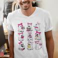 Halloween Pink Ghost Read More Books Spooky Boo Teacher Kids Men's V-Neck T-Shirt Halloween Pink Ghost Read More Books Spooky Boo Teacher Kids Men's V-Neck T-Shirt
