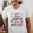Iced Coffee & Reading Smut Books Girly Spicy Novels Men's V-Neck T-Shirt